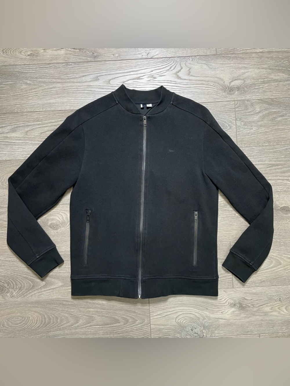 Lacoste Black Jacket Neoprene Bomber Mens FR 4 US M Minimalist Techwear
